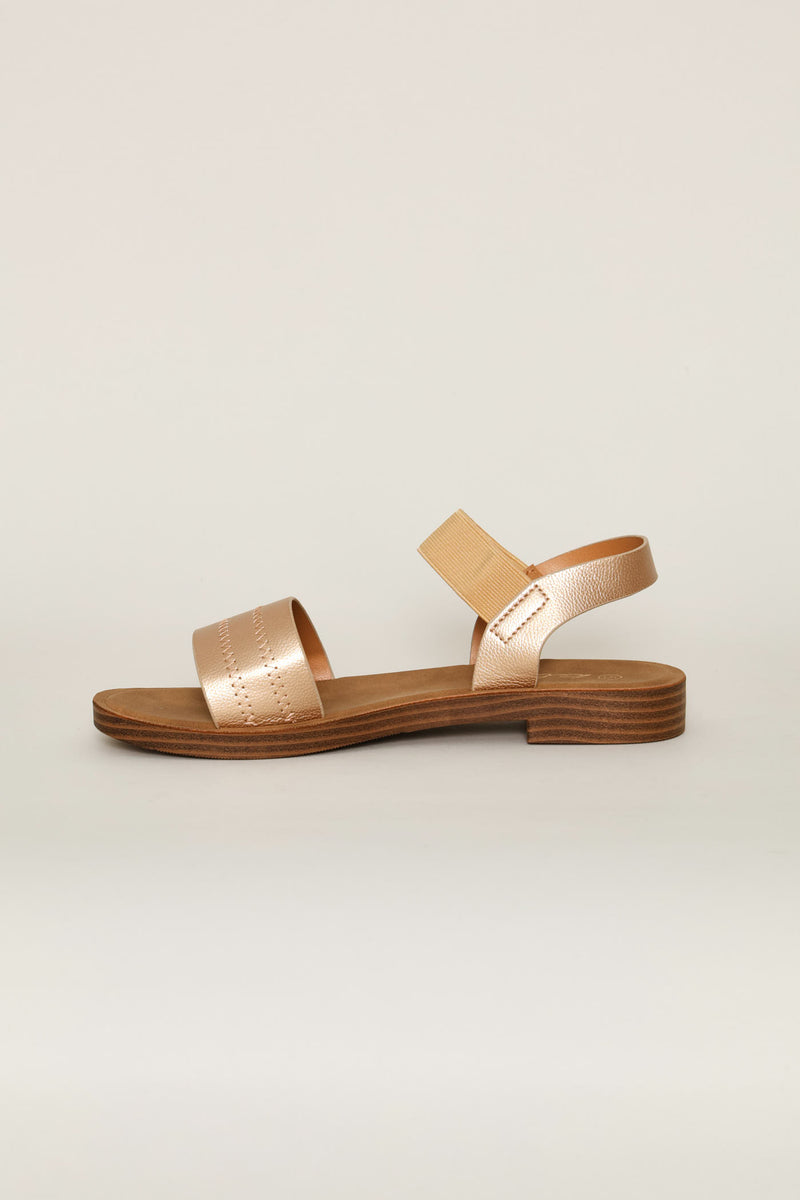 Elastic Strap Single Band Sandal - Gold