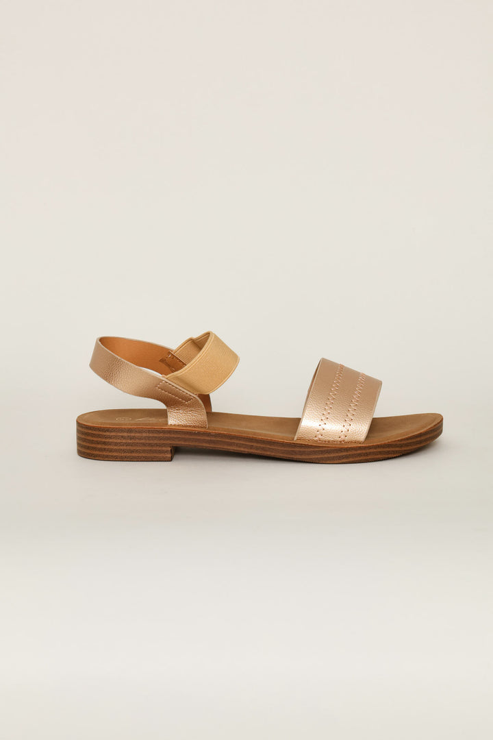 Elastic Strap Single Band Sandal - Gold