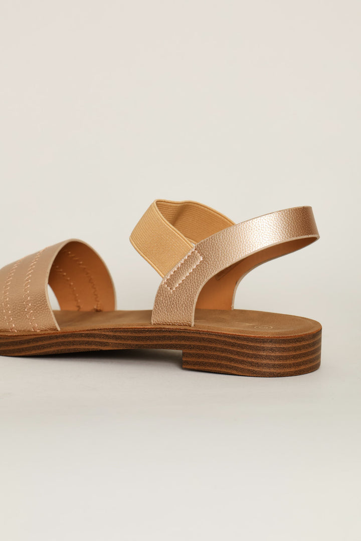 Elastic Strap Single Band Sandal - Gold
