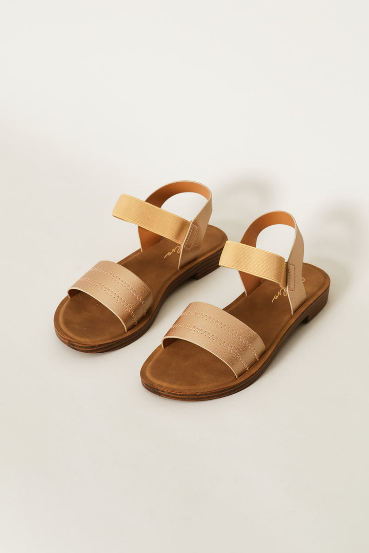 Elastic Strap Single Band Sandal - Gold