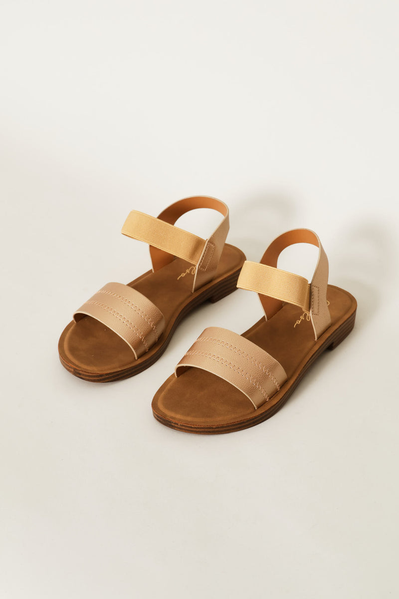 Elastic Strap Single Band Sandal - Gold