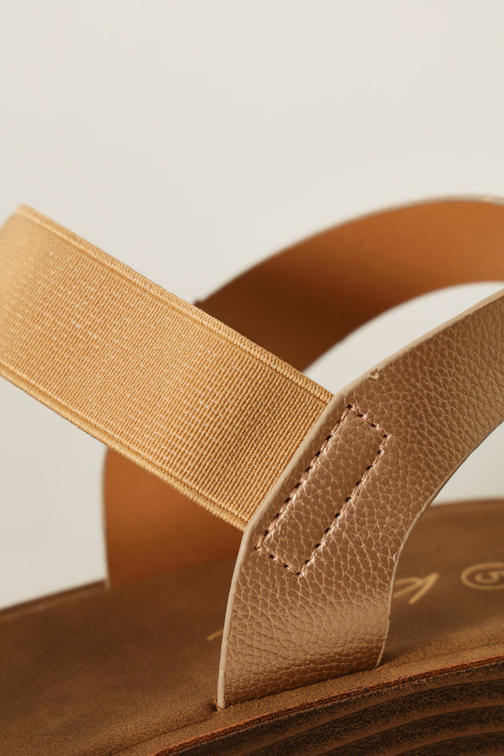 Elastic Strap Single Band Sandal - Gold
