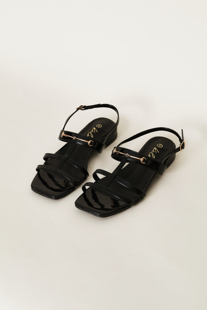 Multi Thin Strap T-Bar Sandal - Black