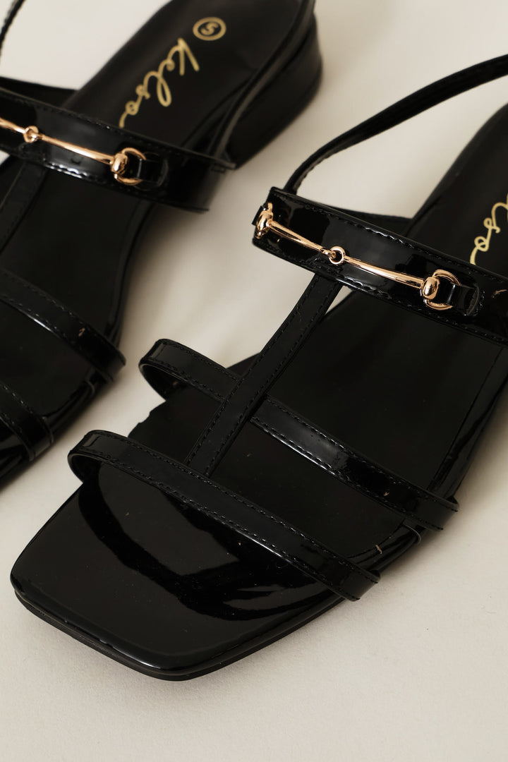 Multi Thin Strap T-Bar Sandal - Black