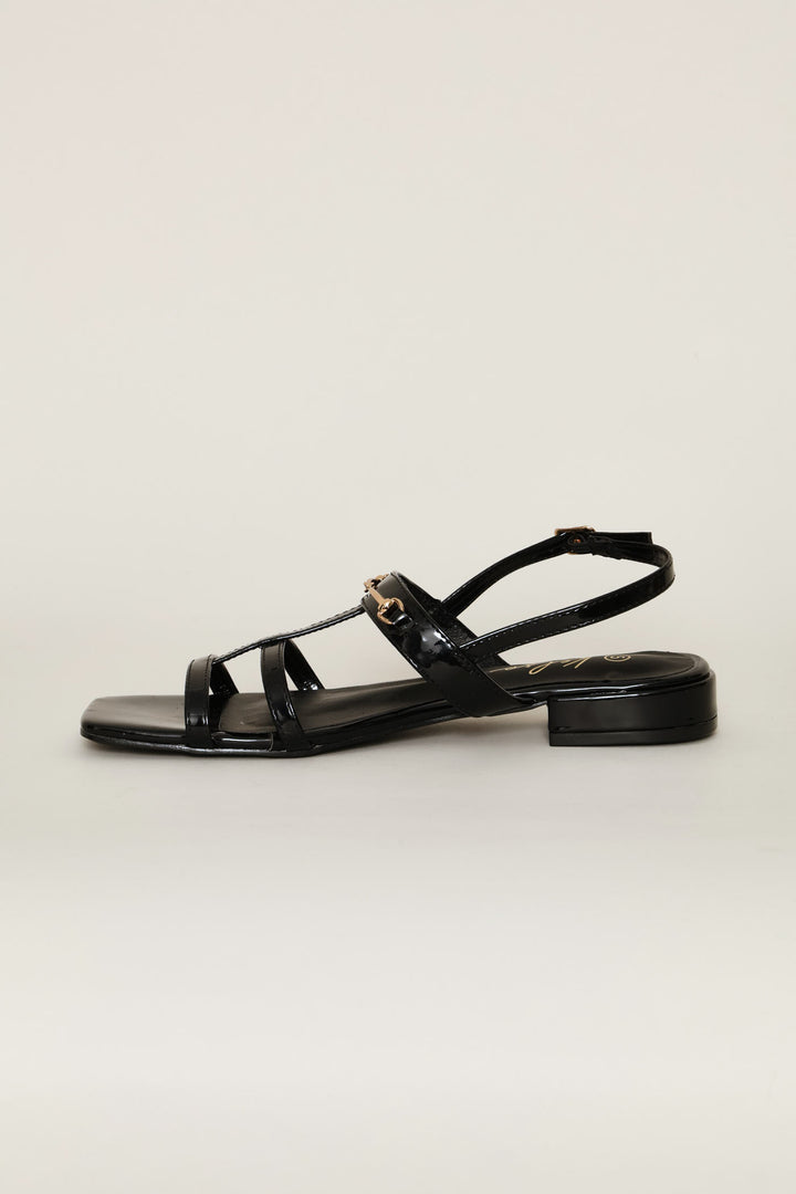 Multi Thin Strap T-Bar Sandal - Black