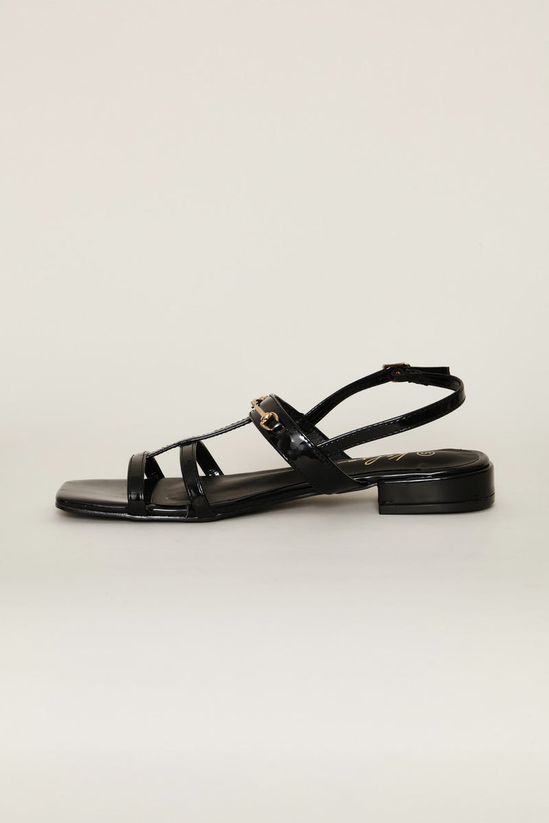 Multi Thin Strap T-Bar Sandal - Black