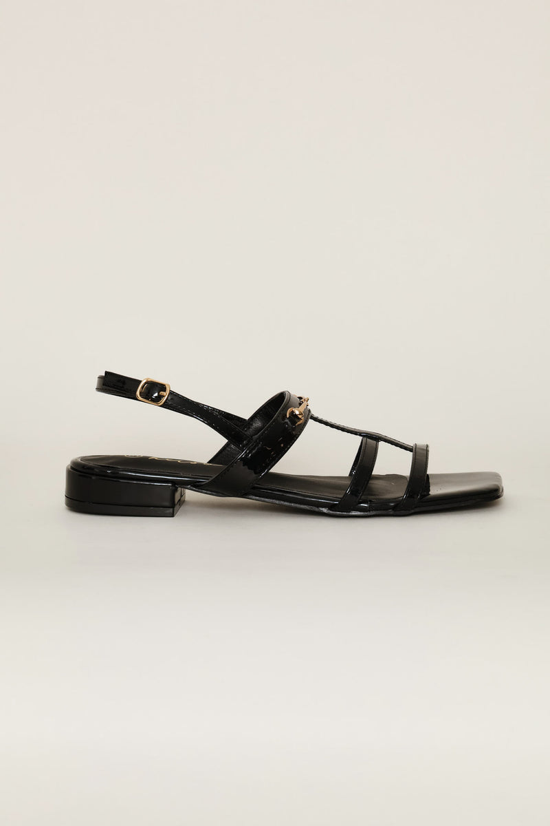 Multi Thin Strap T-Bar Sandal - Black