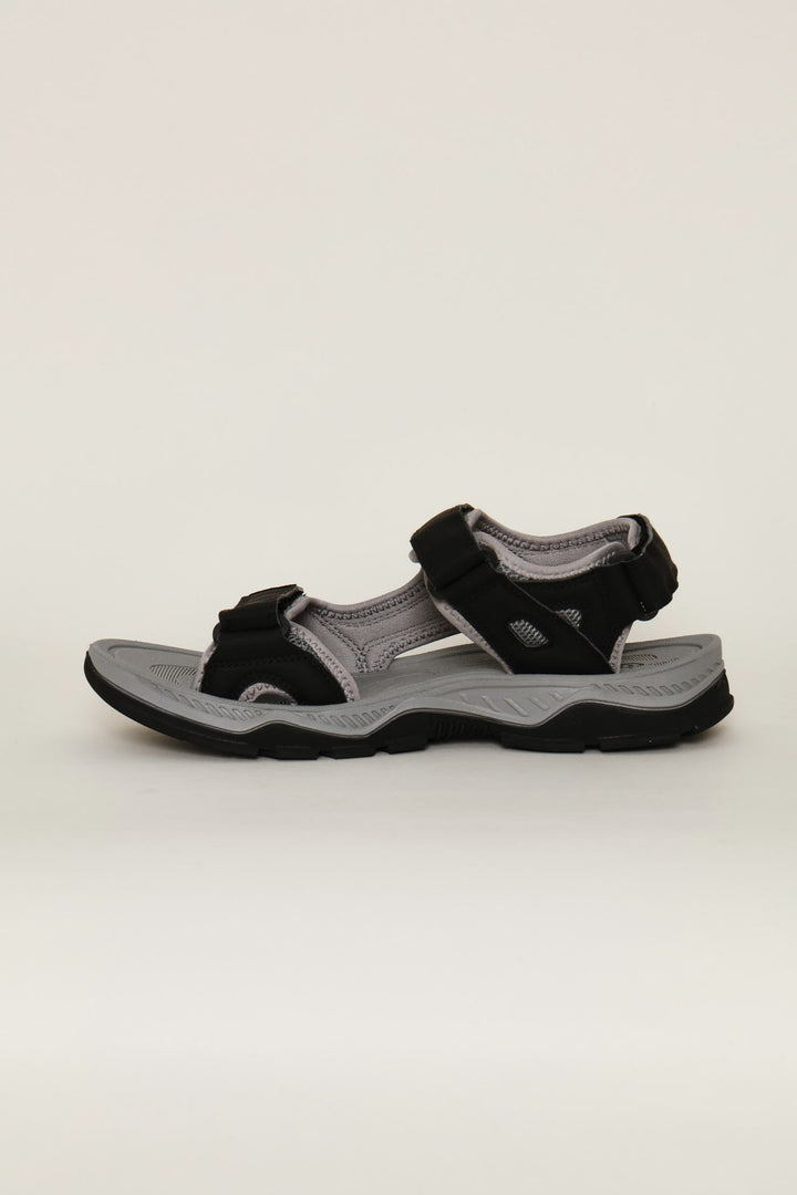 Double Strap Open Toe Adventure Sandal - Black/Grey