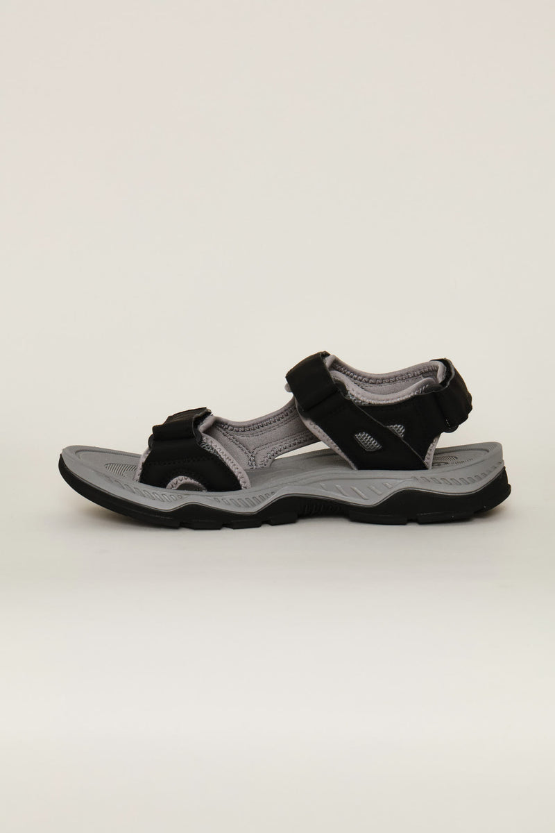 Double Strap Open Toe Adventure Sandal - Black/Grey