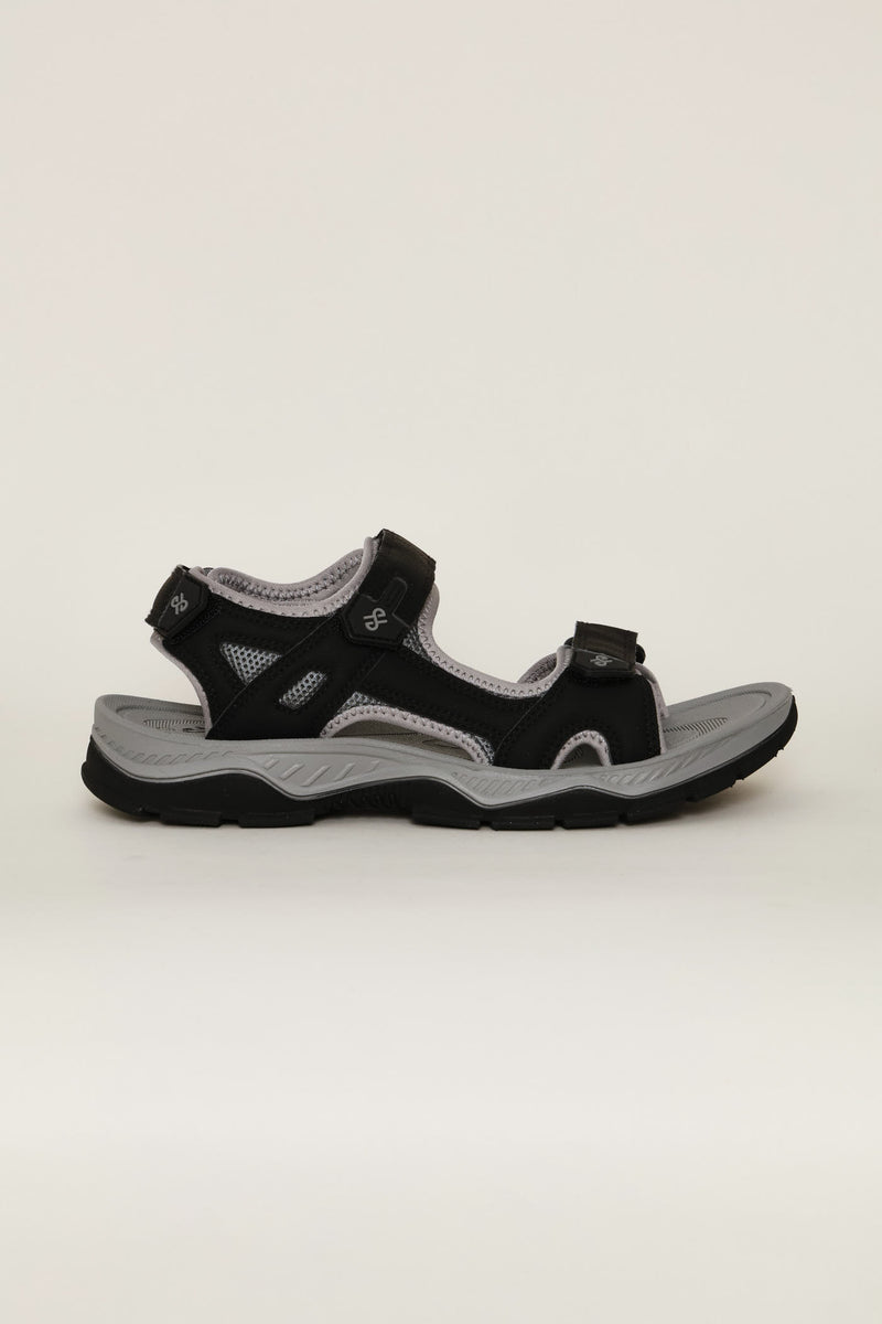 Double Strap Open Toe Adventure Sandal - Black/Grey
