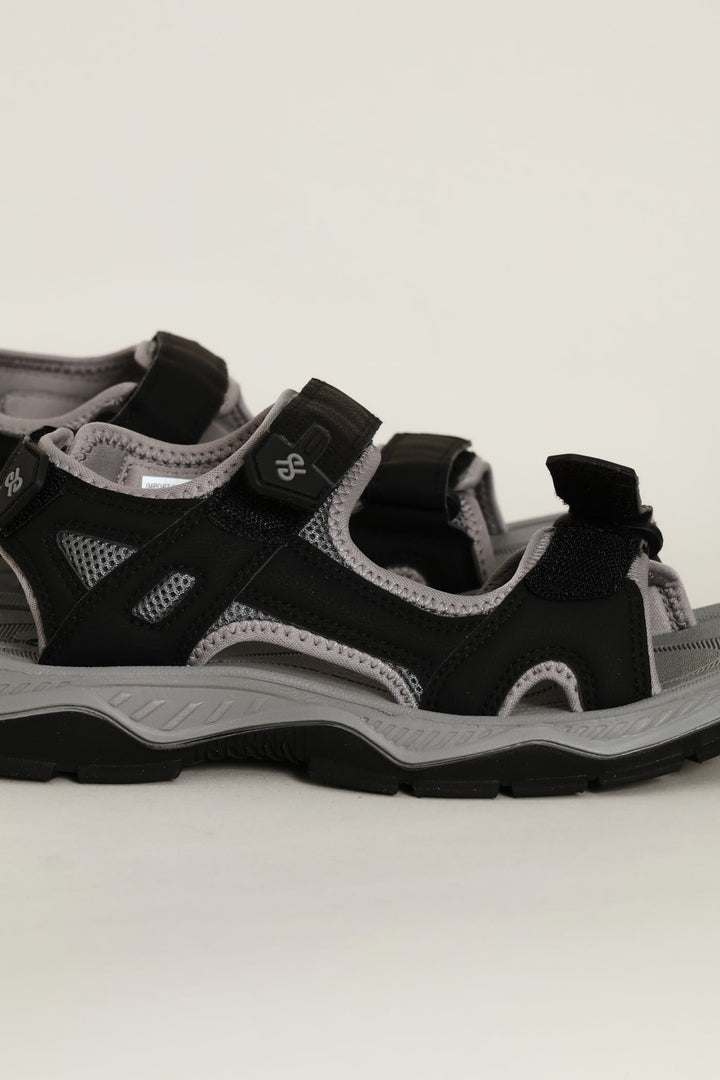Double Strap Open Toe Adventure Sandal - Black/Grey