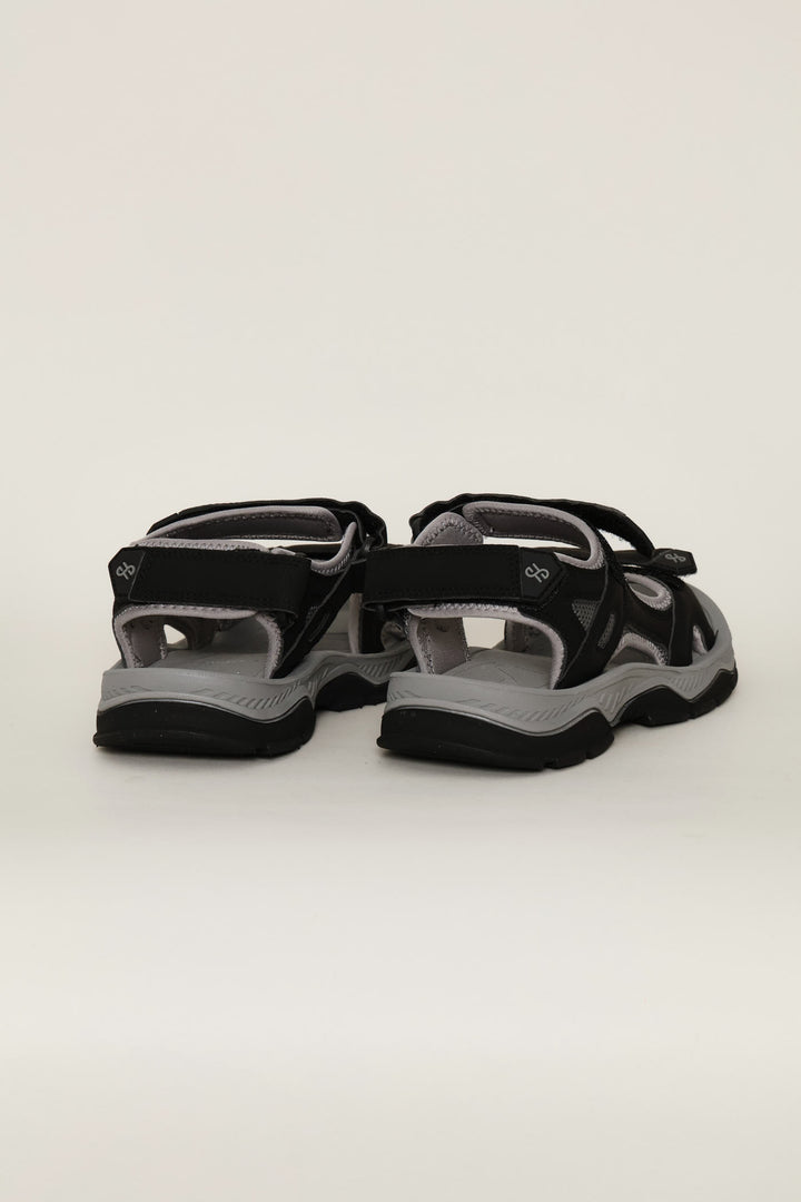 Double Strap Open Toe Adventure Sandal - Black/Grey