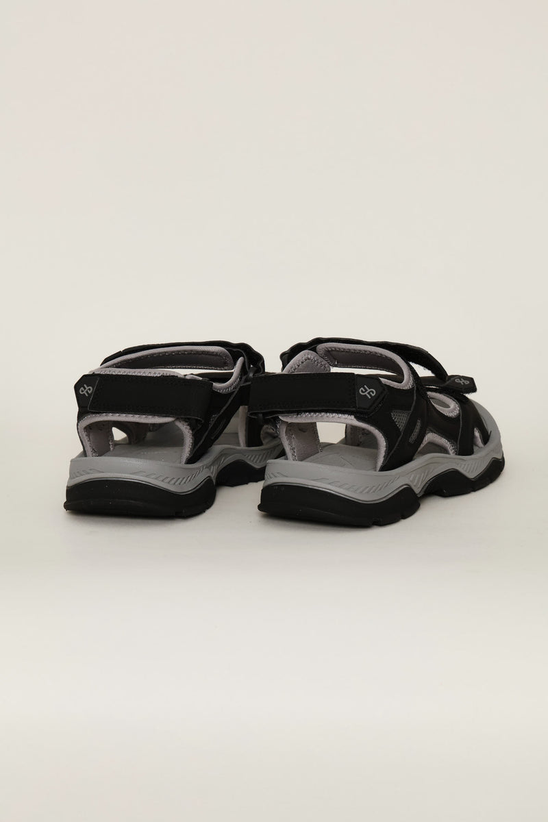 Double Strap Open Toe Adventure Sandal - Black/Grey