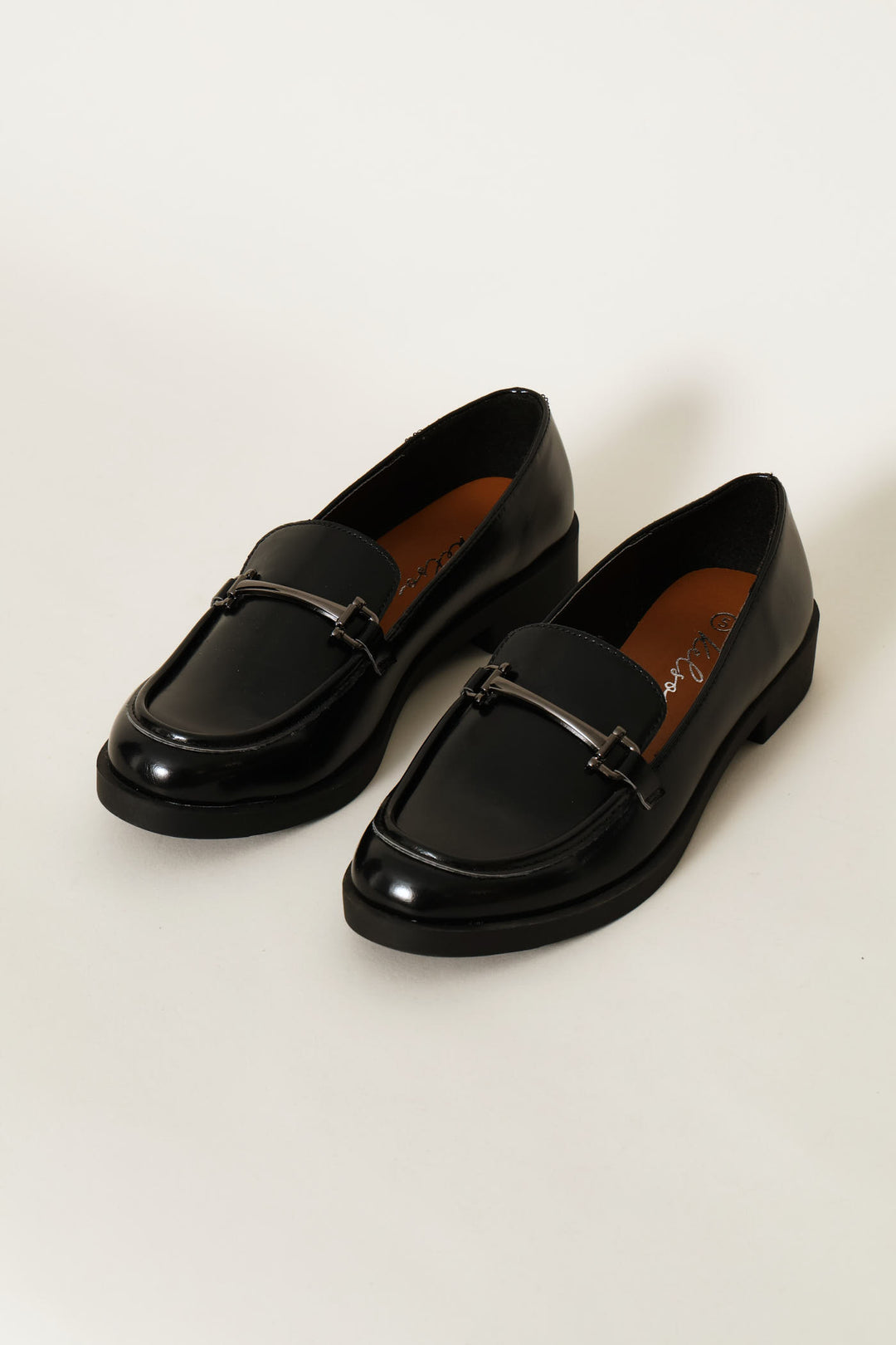 Shiny Bar Trim Loafer - Black