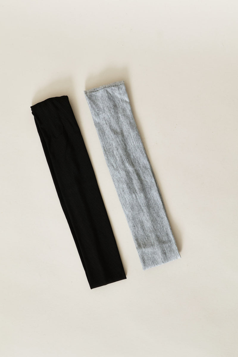 2 Pack Headbands - Black/Grey
