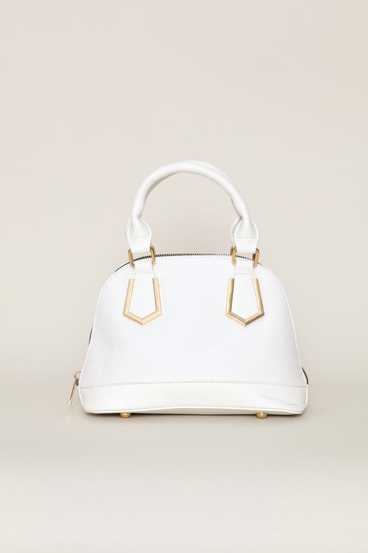 Dome Top Handle Crossbody Bag - White