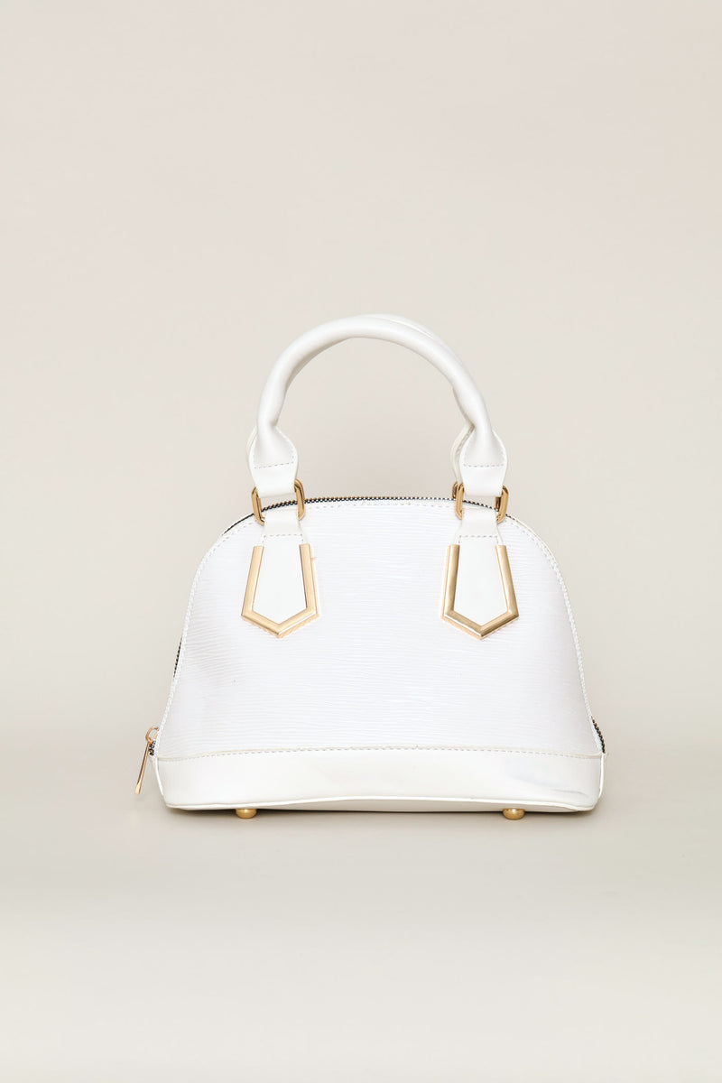 Dome Top Handle Crossbody Bag - White