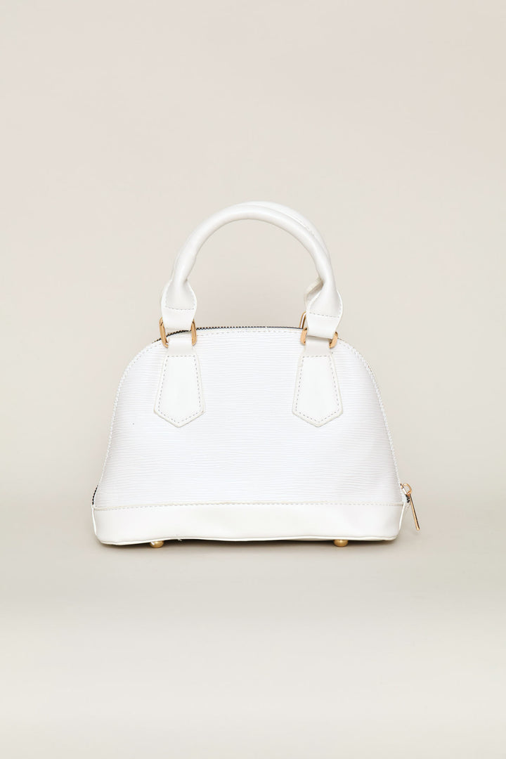 Dome Top Handle Crossbody Bag - White