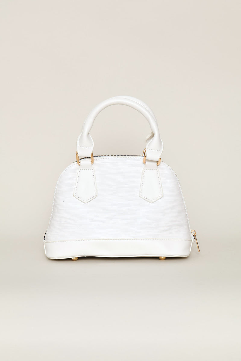 Dome Top Handle Crossbody Bag - White
