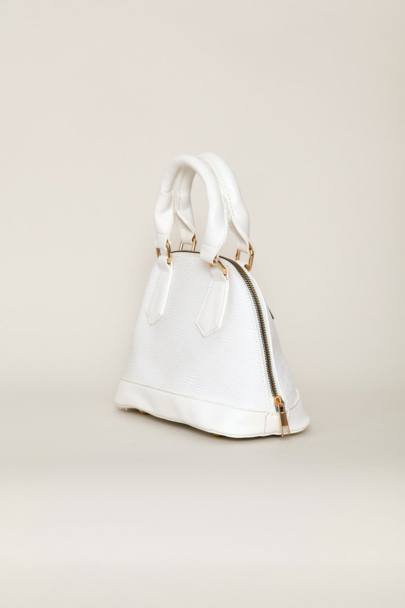 Dome Top Handle Crossbody Bag - White