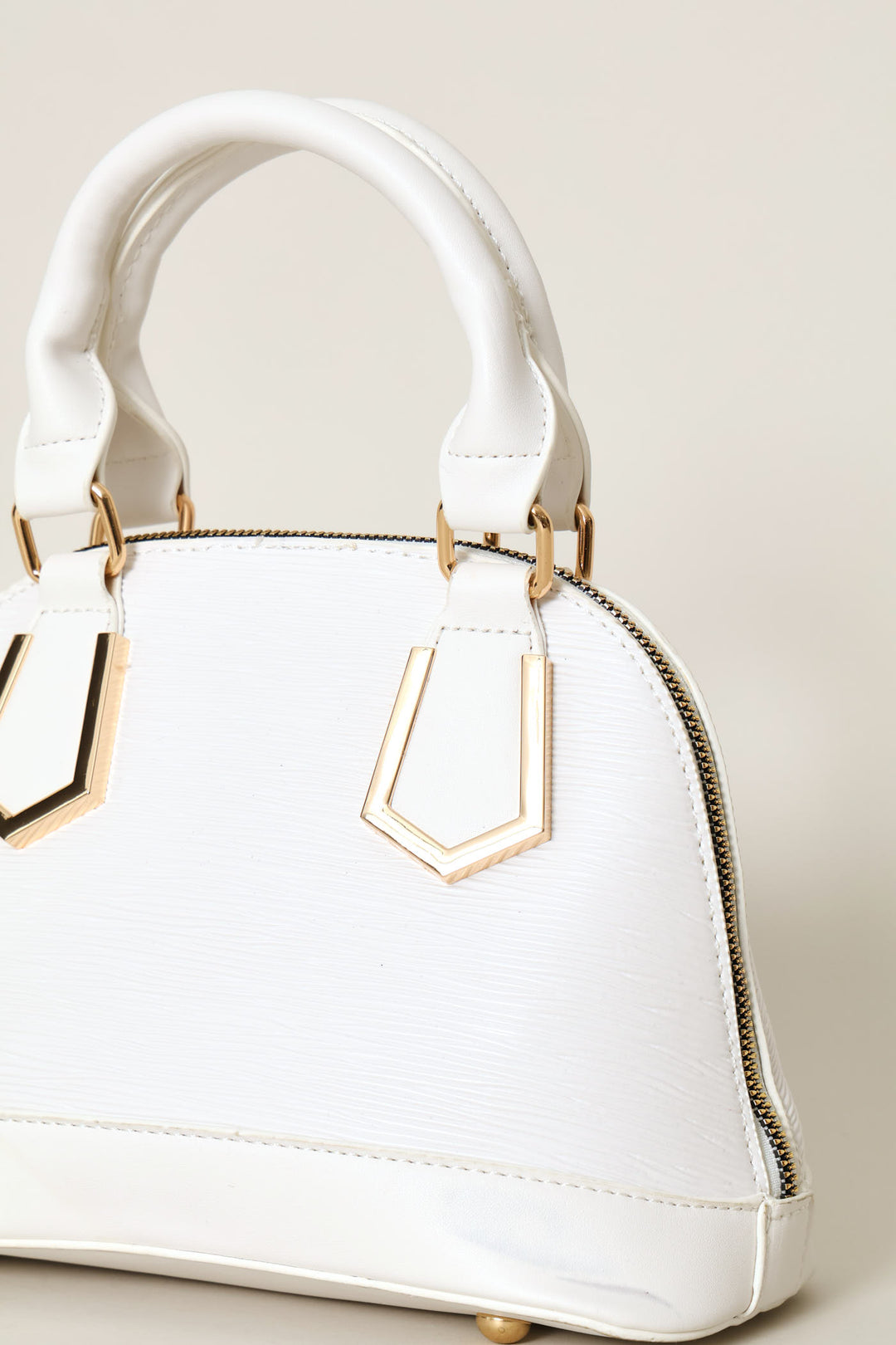 Dome Top Handle Crossbody Bag - White