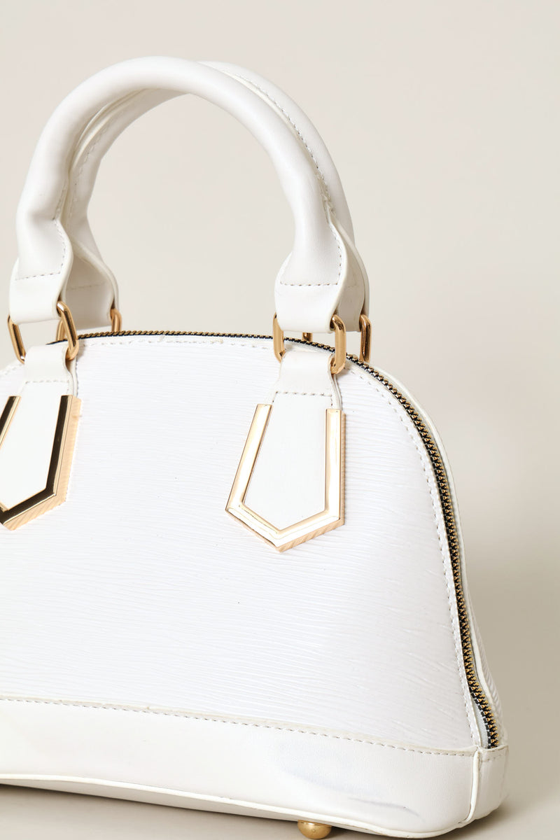 Dome Top Handle Crossbody Bag - White