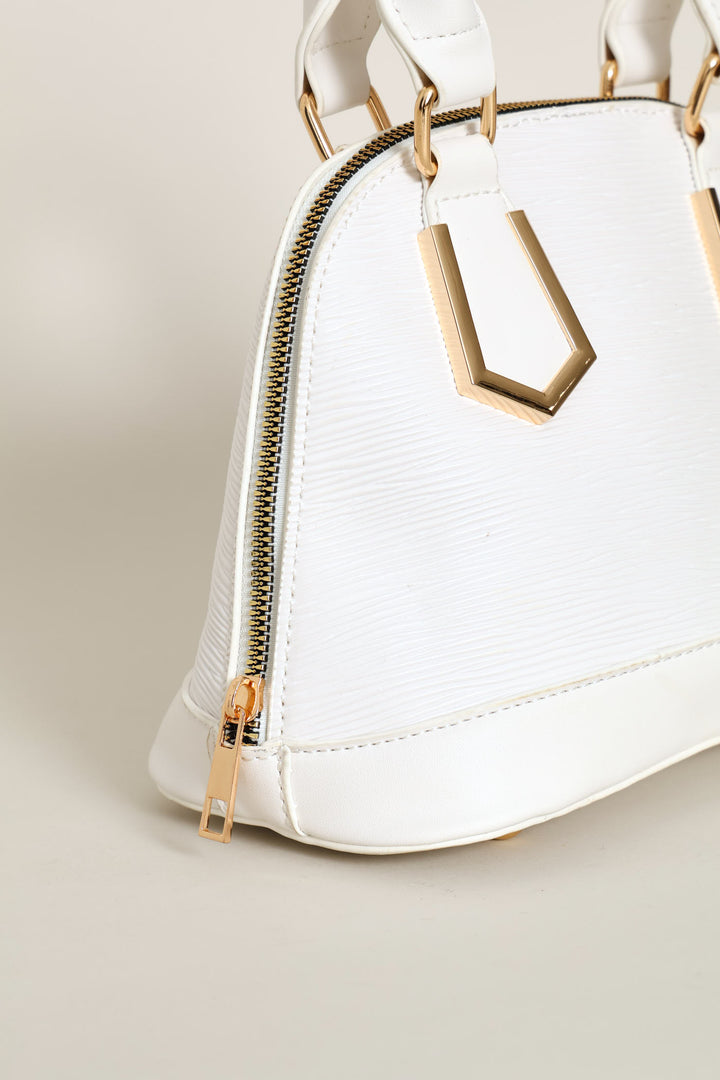 Dome Top Handle Crossbody Bag - White