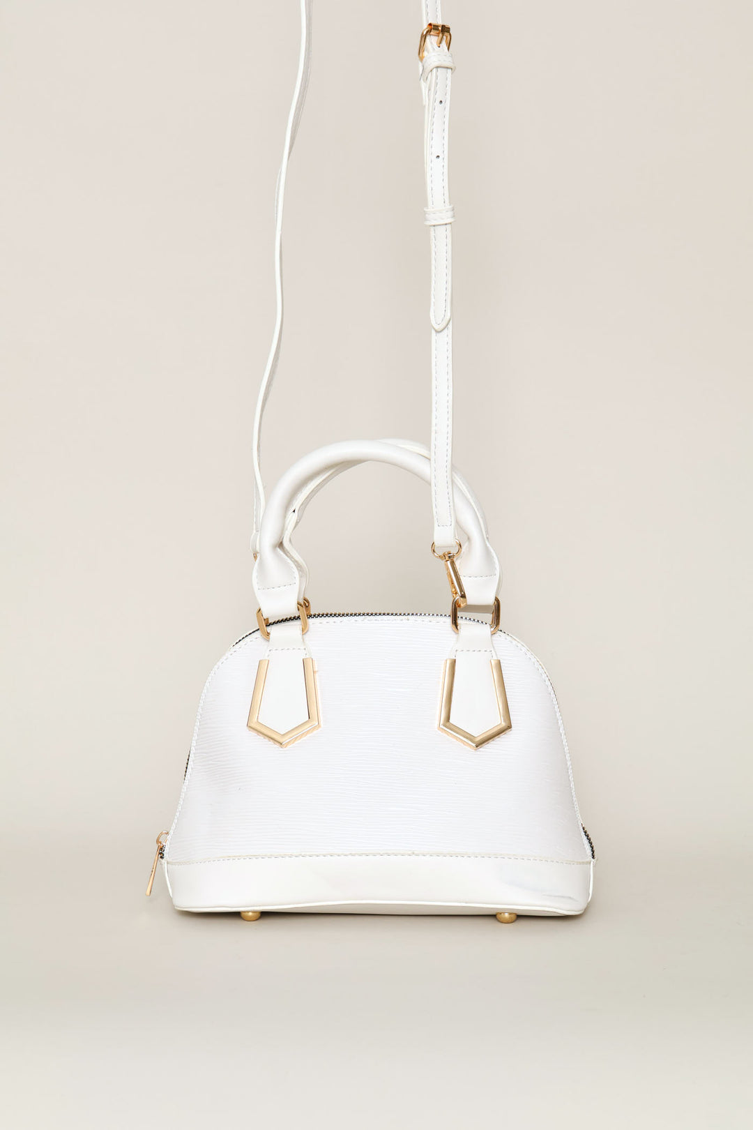 Dome Top Handle Crossbody Bag - White