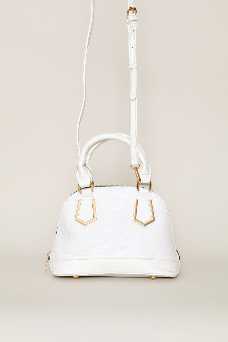Dome Top Handle Crossbody Bag - White
