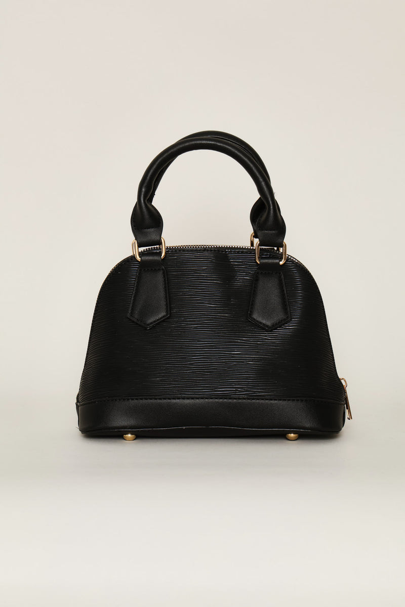 Dome Top Handle Crossbody Bag - Black