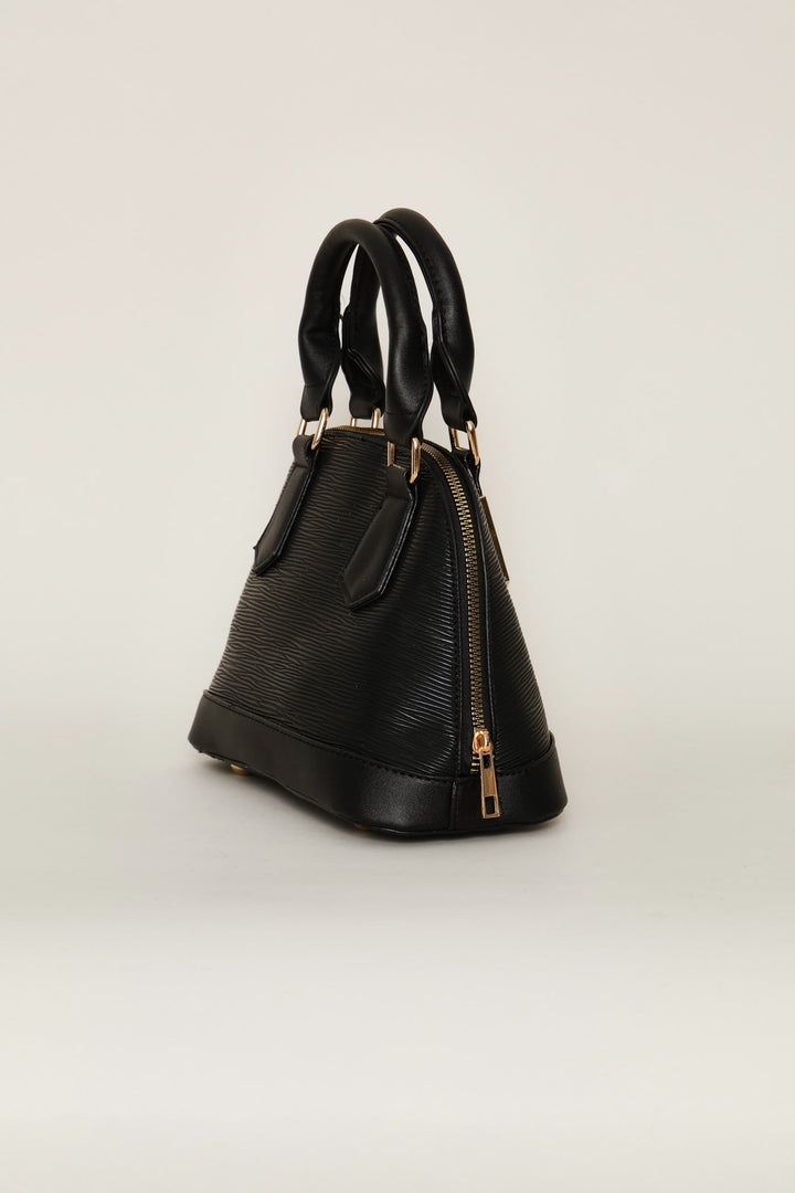 Dome Top Handle Crossbody Bag - Black