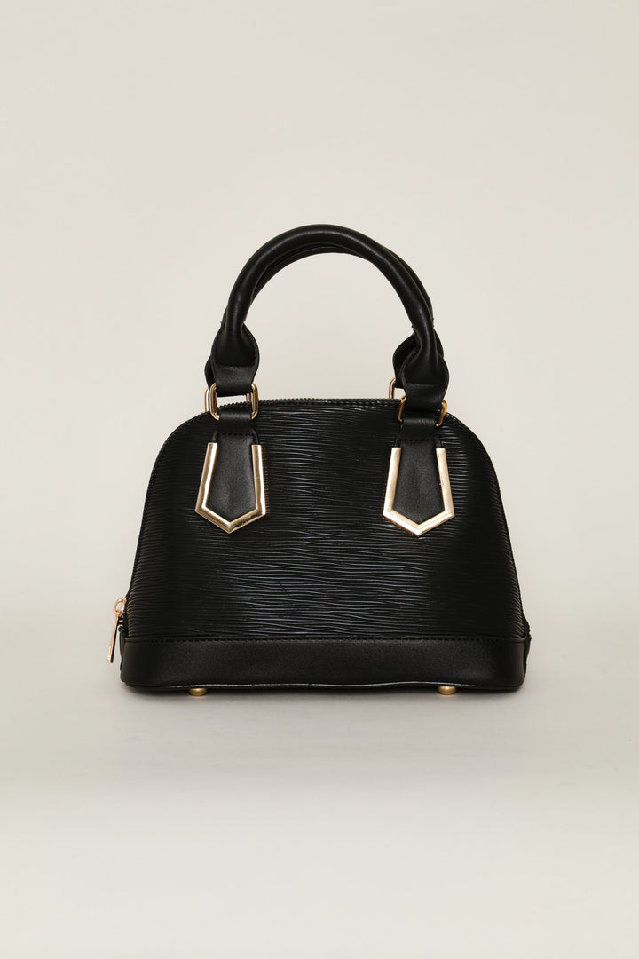 Dome Top Handle Crossbody Bag - Black