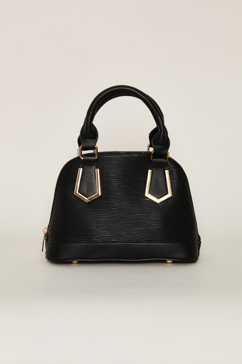 Dome Top Handle Crossbody Bag - Black
