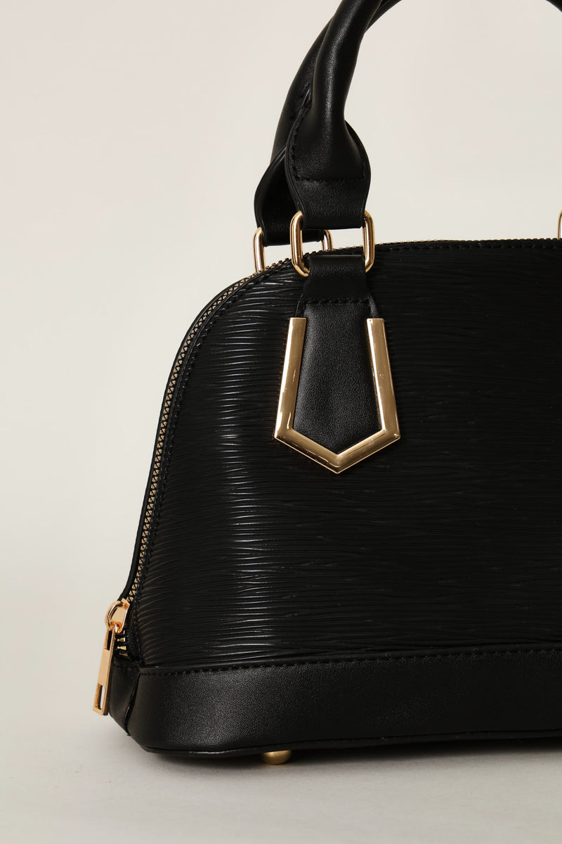 Dome Top Handle Crossbody Bag - Black