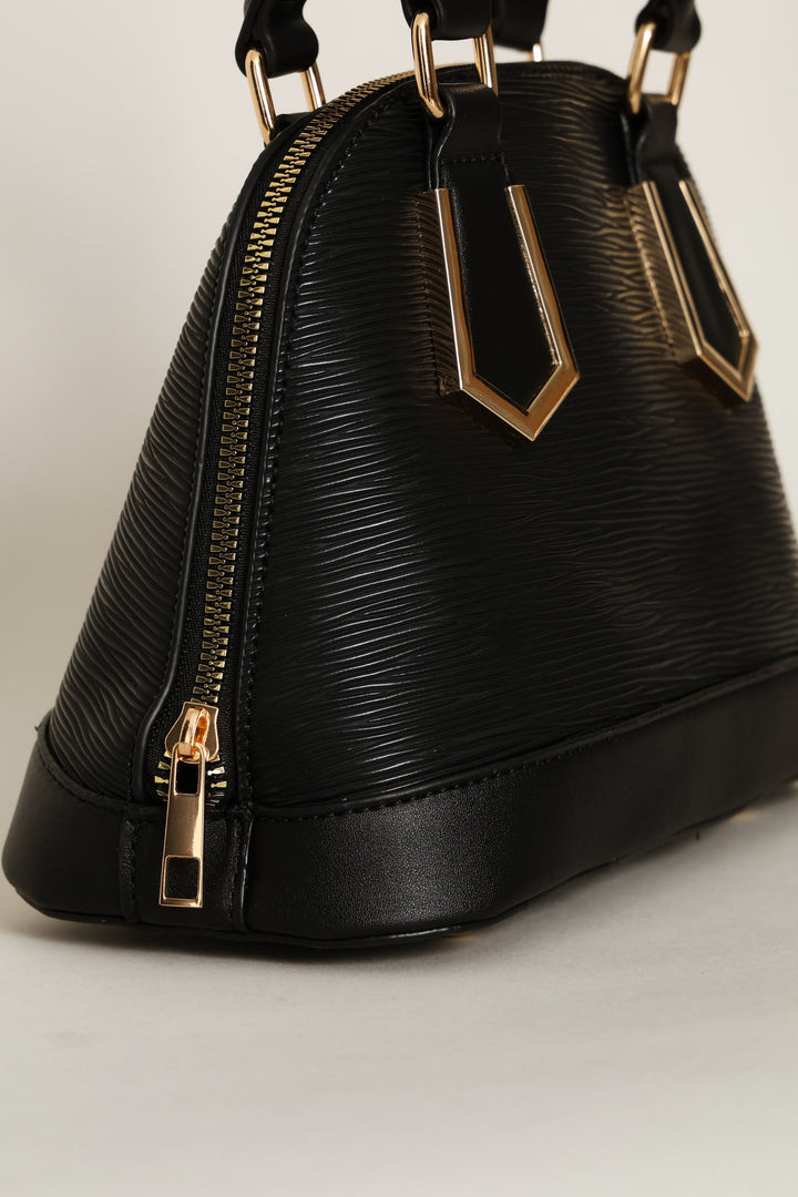 Dome Top Handle Crossbody Bag - Black