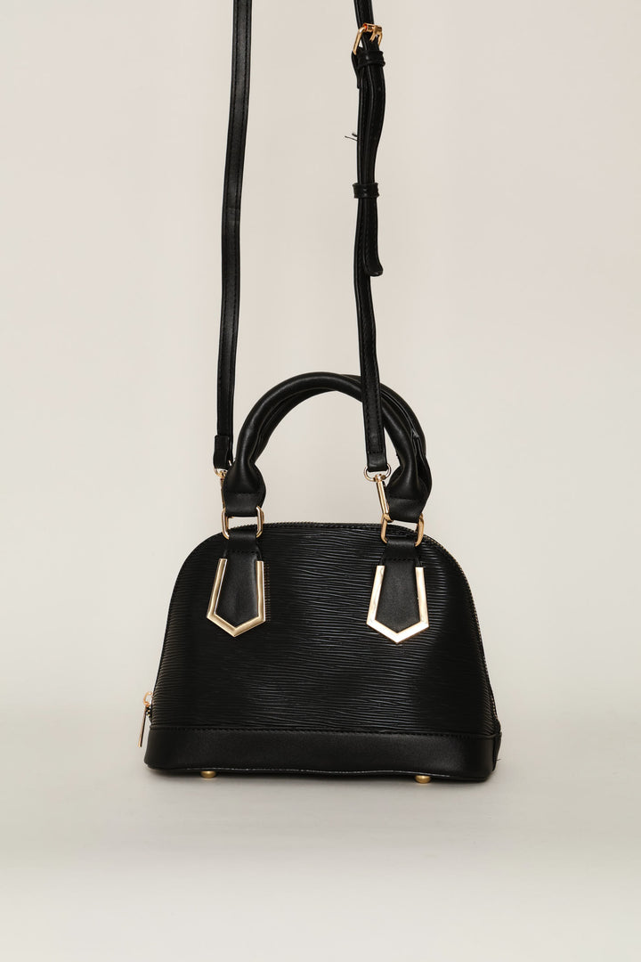 Dome Top Handle Crossbody Bag - Black