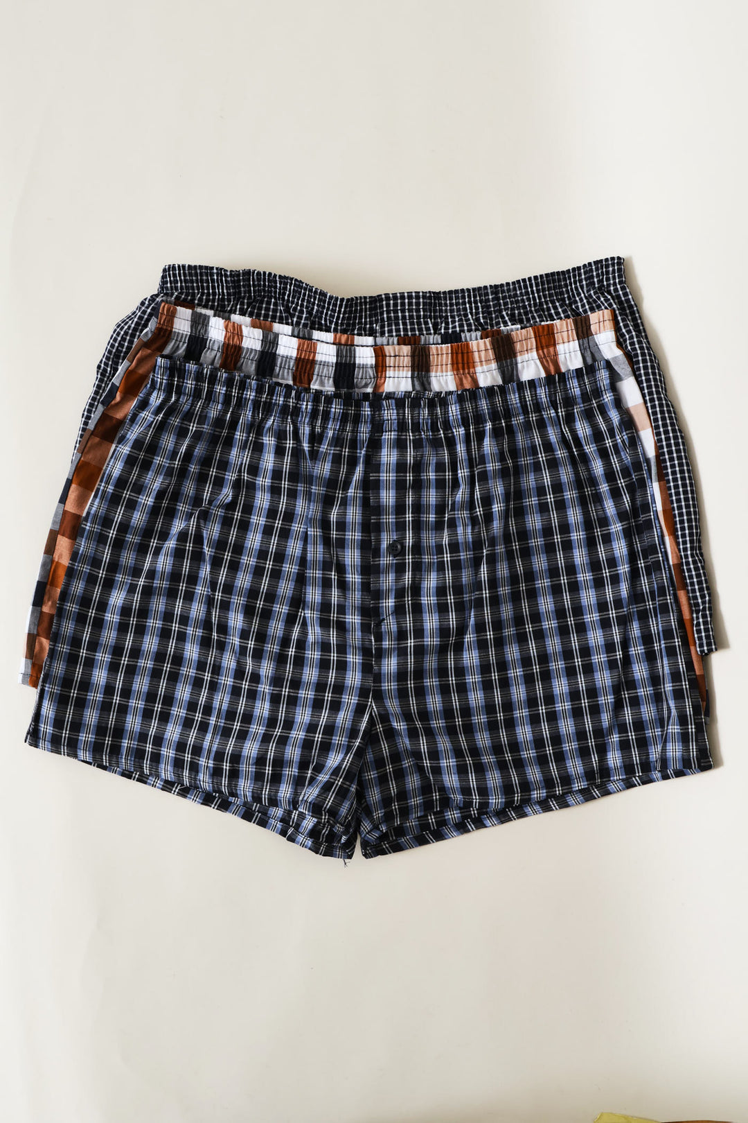 3 Pack Check Poly Woven Boxers - Multi