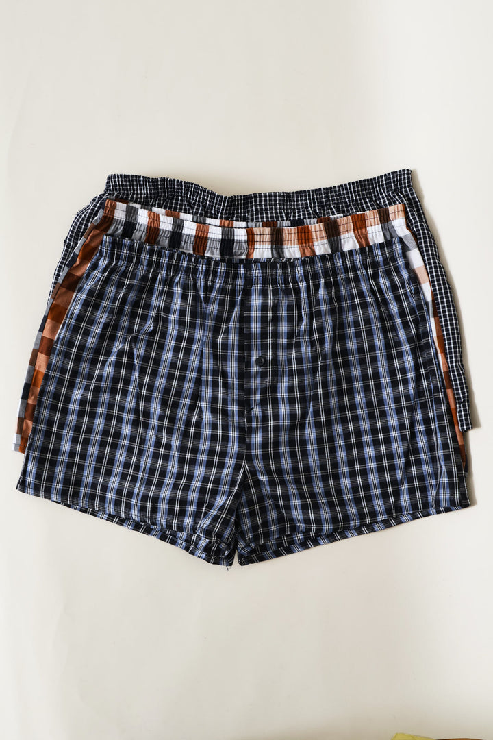 3 Pack Check Poly Woven Boxers - Multi