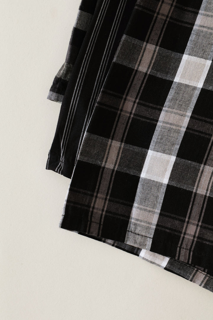 Mini Check Boxy Shirt - Stone