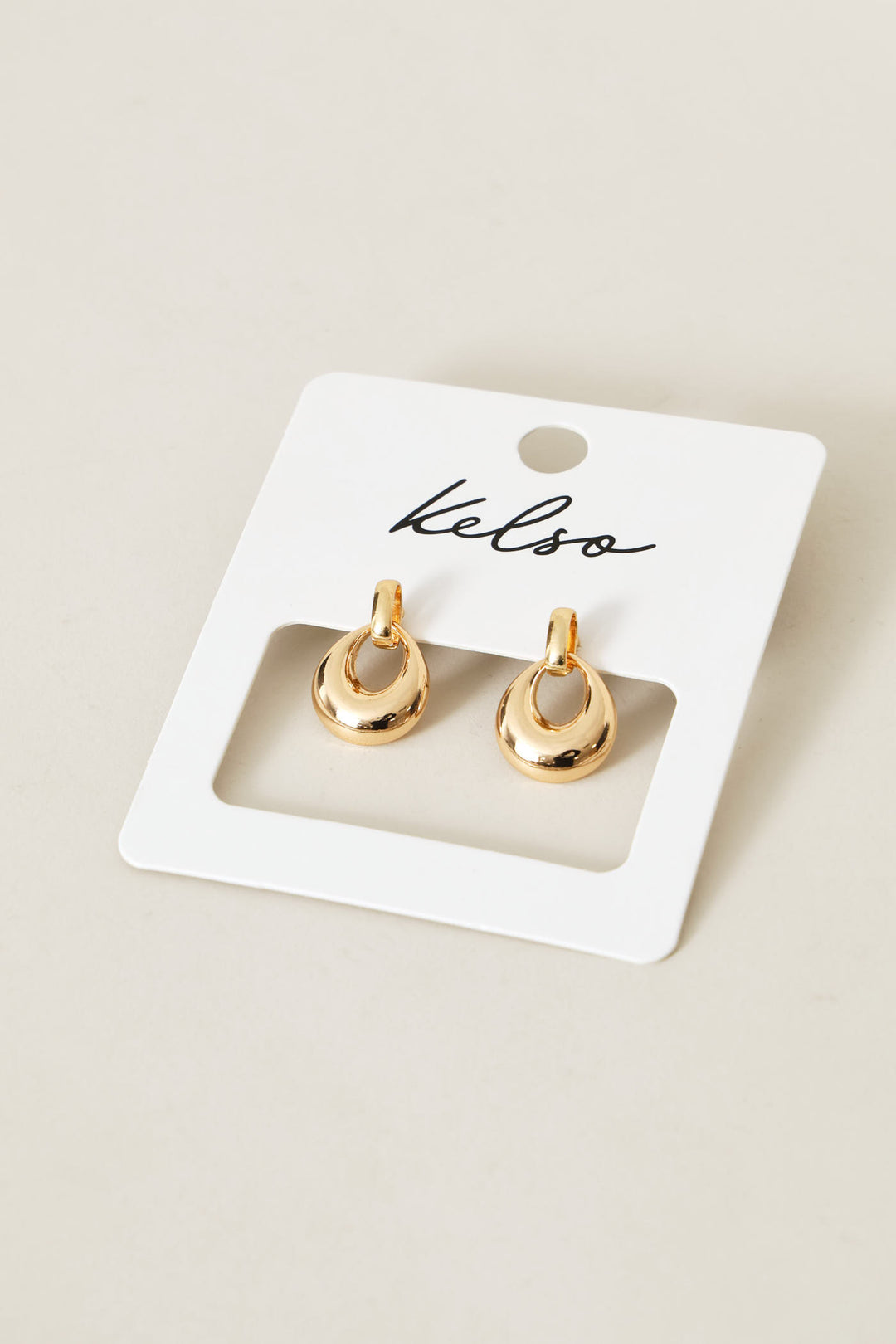 Oval Small Door Knocker Earrings - Gold