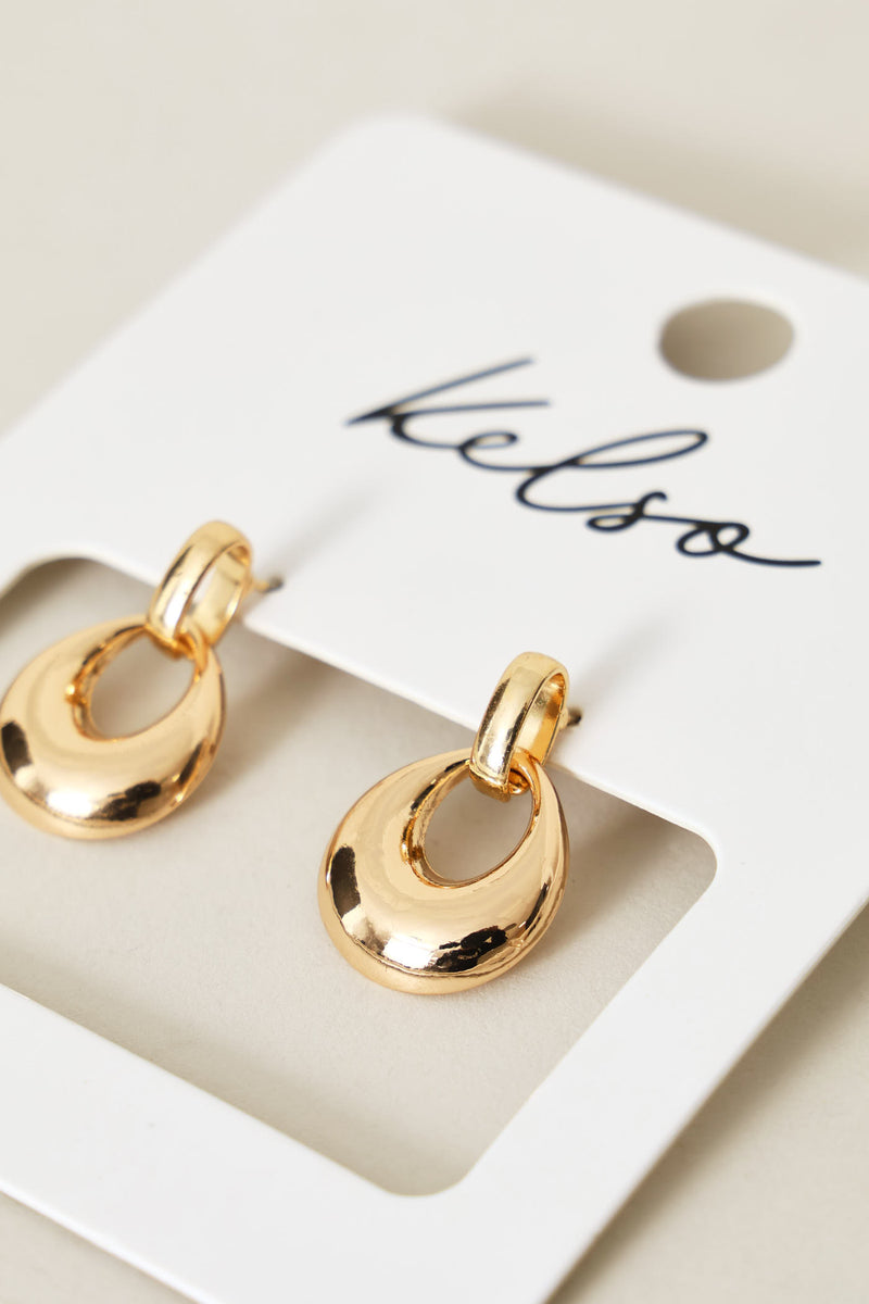 Oval Small Door Knocker Earrings - Gold