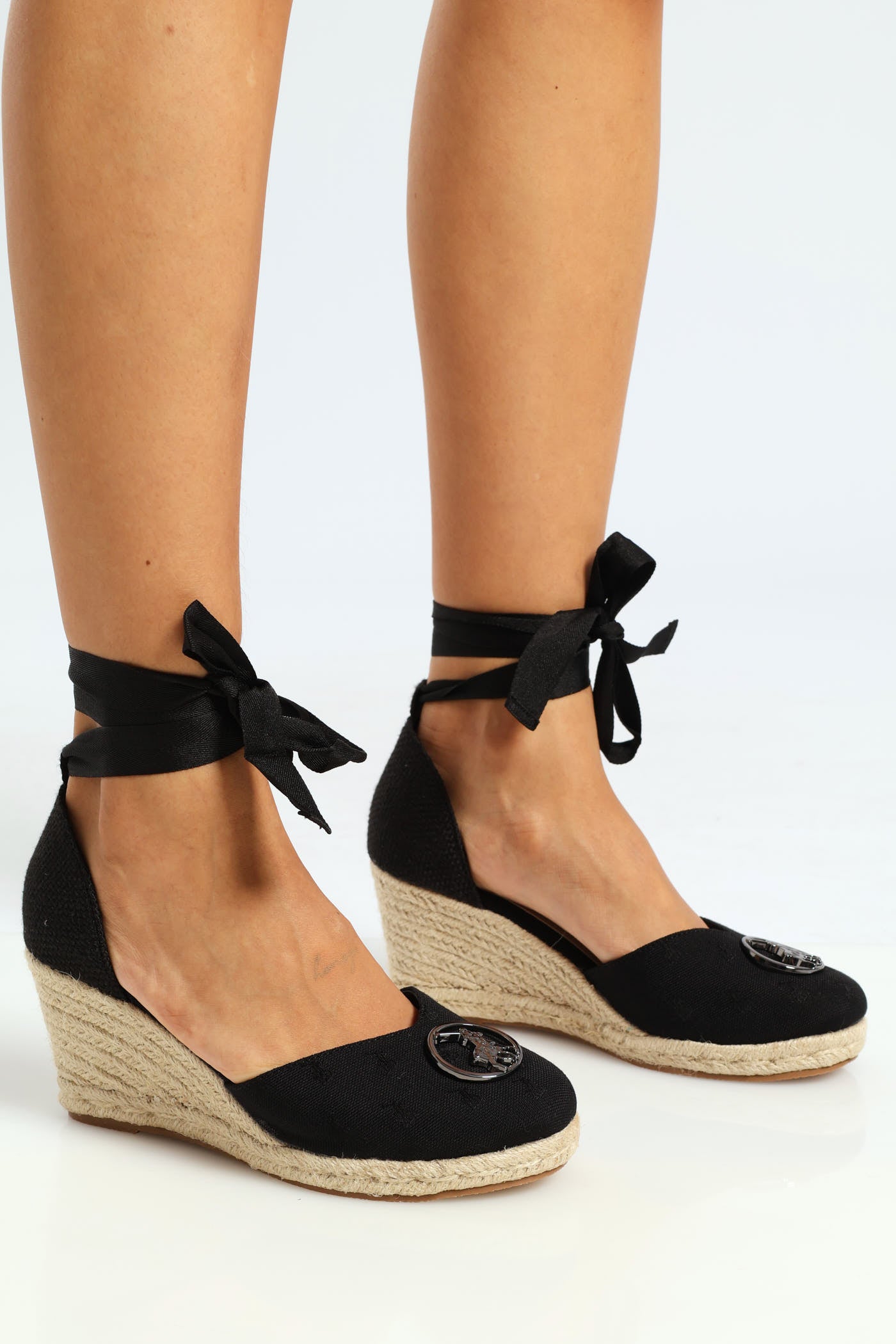Jacquard Espadrille Wedge Heel - Black – Edgars