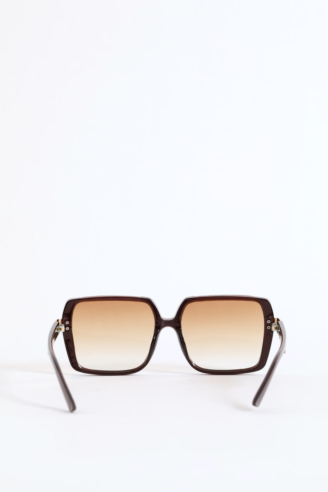 Floating Square Metal Trim Sunglasses - Brown