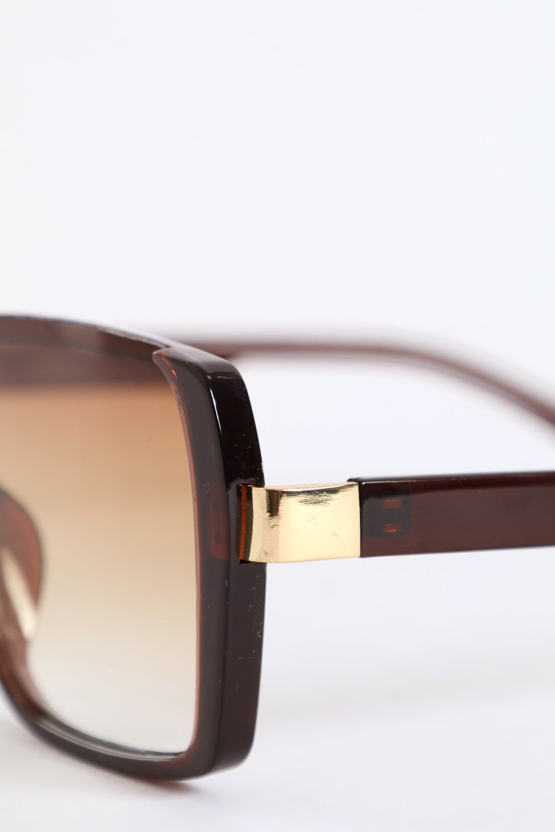 Floating Square Metal Trim Sunglasses - Brown