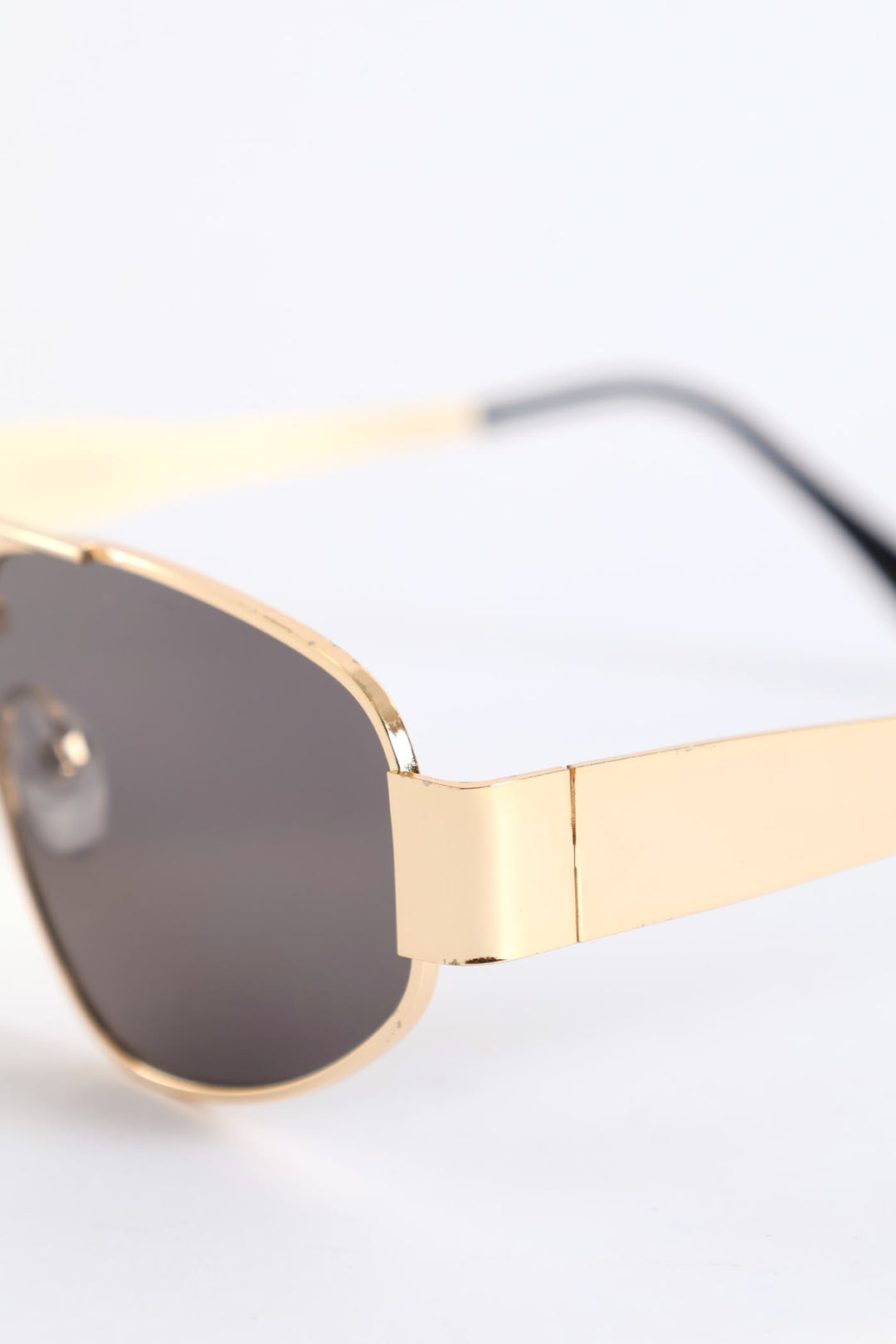 Narrow Angular Smoke Lense Sunglasses - Gold