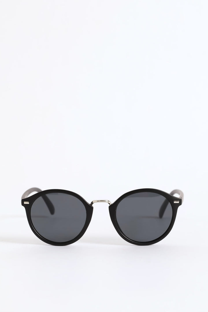 Round Metal Nose Sunglasses - Black