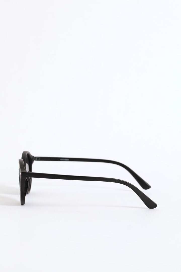 Round Metal Nose Sunglasses - Black