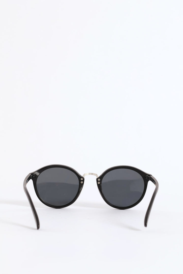 Round Metal Nose Sunglasses - Black