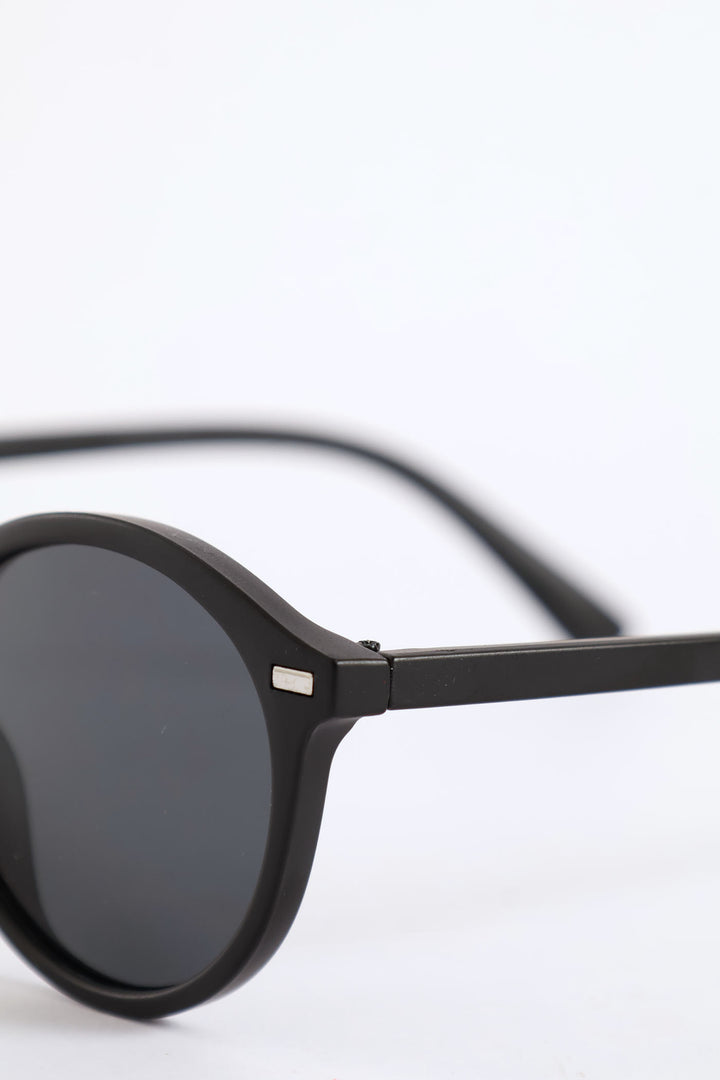 Round Metal Nose Sunglasses - Black