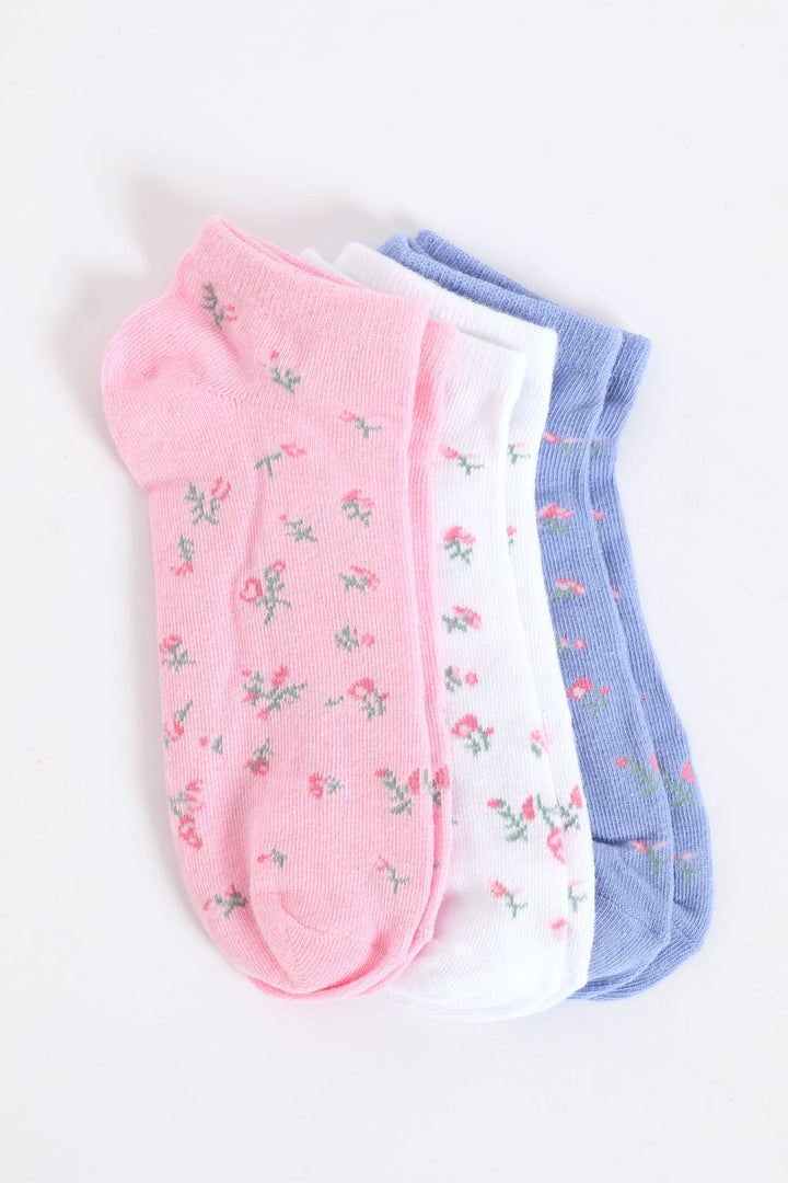 3 Pack Ditsy Low Cut Fashion Socks - Multi